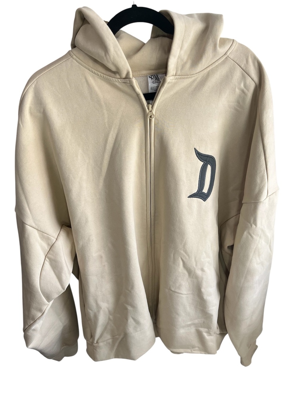 Disney Parks  Zip Hoodie Jacket Cream Disneyland Embroidered Size XL